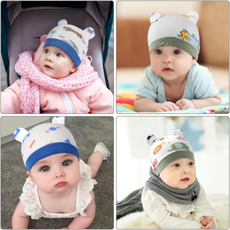 Thumbnail 5 de Ensemble bonnets de naissance et moufles de protection Aolso en coton (0-6 mois), unisexe, blanc