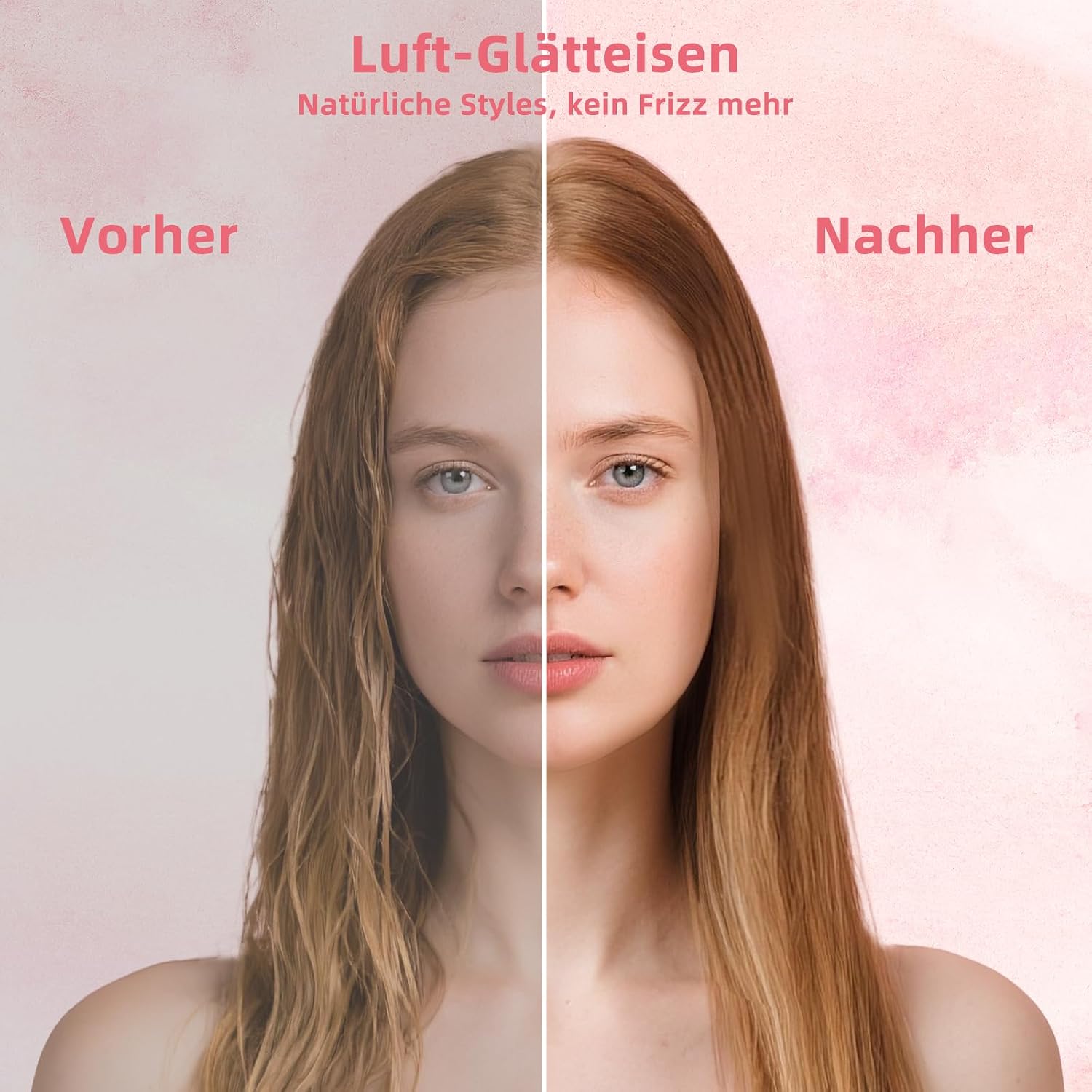 Detalle de VIKICON Air Haarglätter – Professionelles Ionen Luft-Glätteisen (Hellrosa), 2-in-1 Glätten und Trocknen