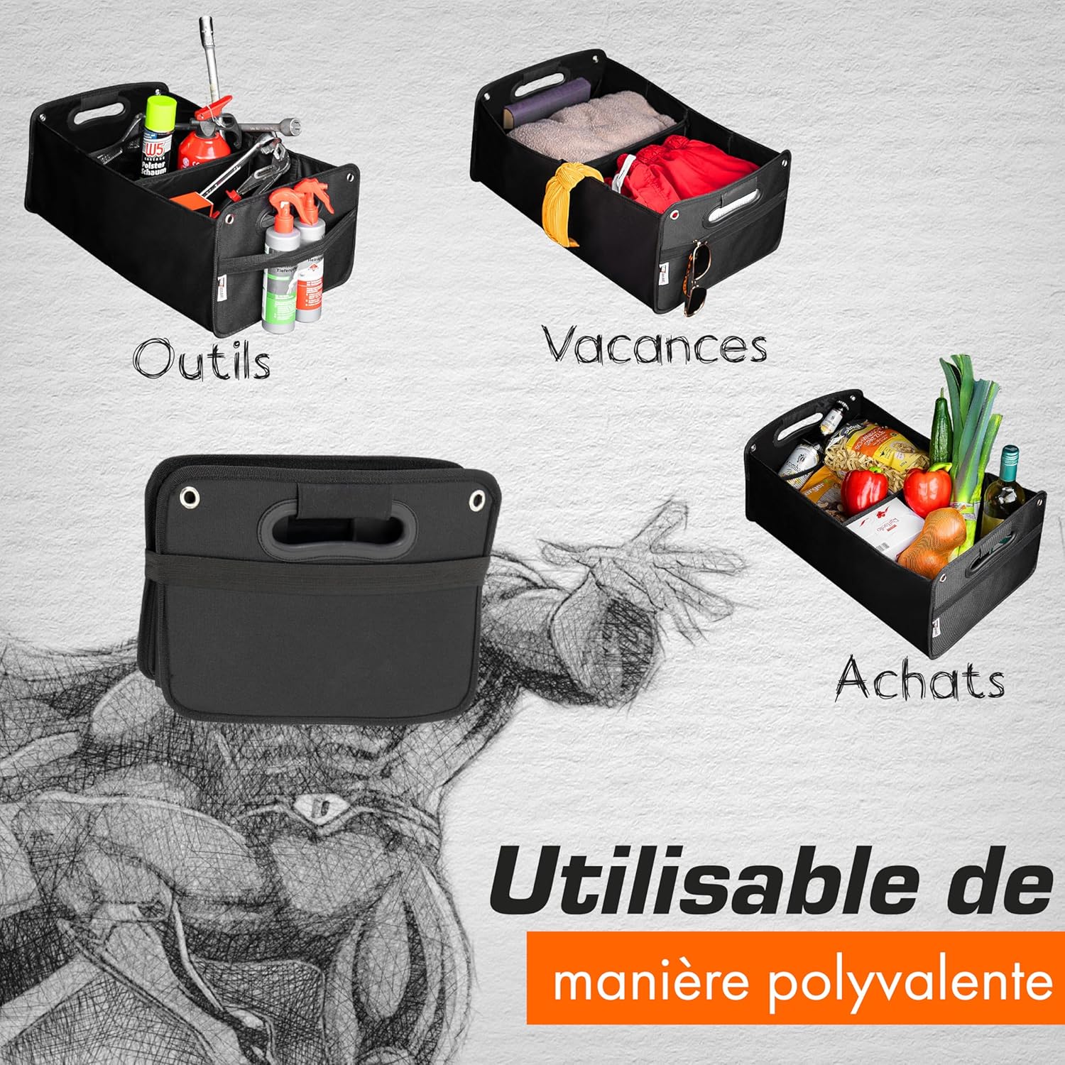 Thumbnail 6 de upgrade4cars Organisateur de coffre pliable