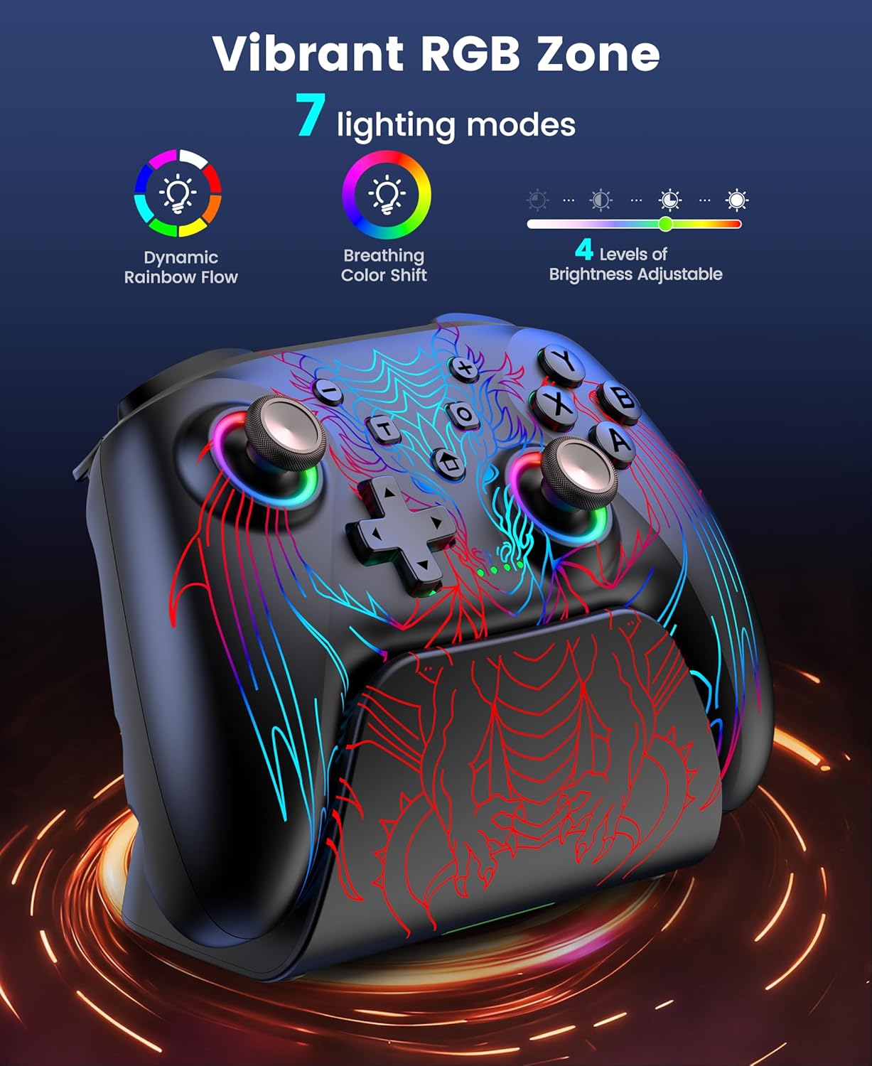 Detalle de CoguyTech PC Controller mit Ladestation – Bluetooth Gamepad für Windows, Switch, Android & iOS
