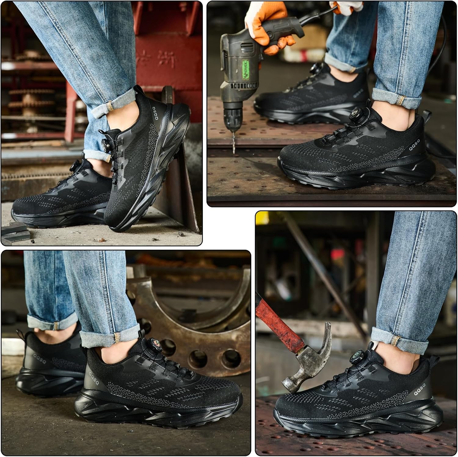 Detalle de QQSQ Scarpe Antinfortunistiche da Lavoro Uomo/Donna: Leggere, Traspiranti e Sicure