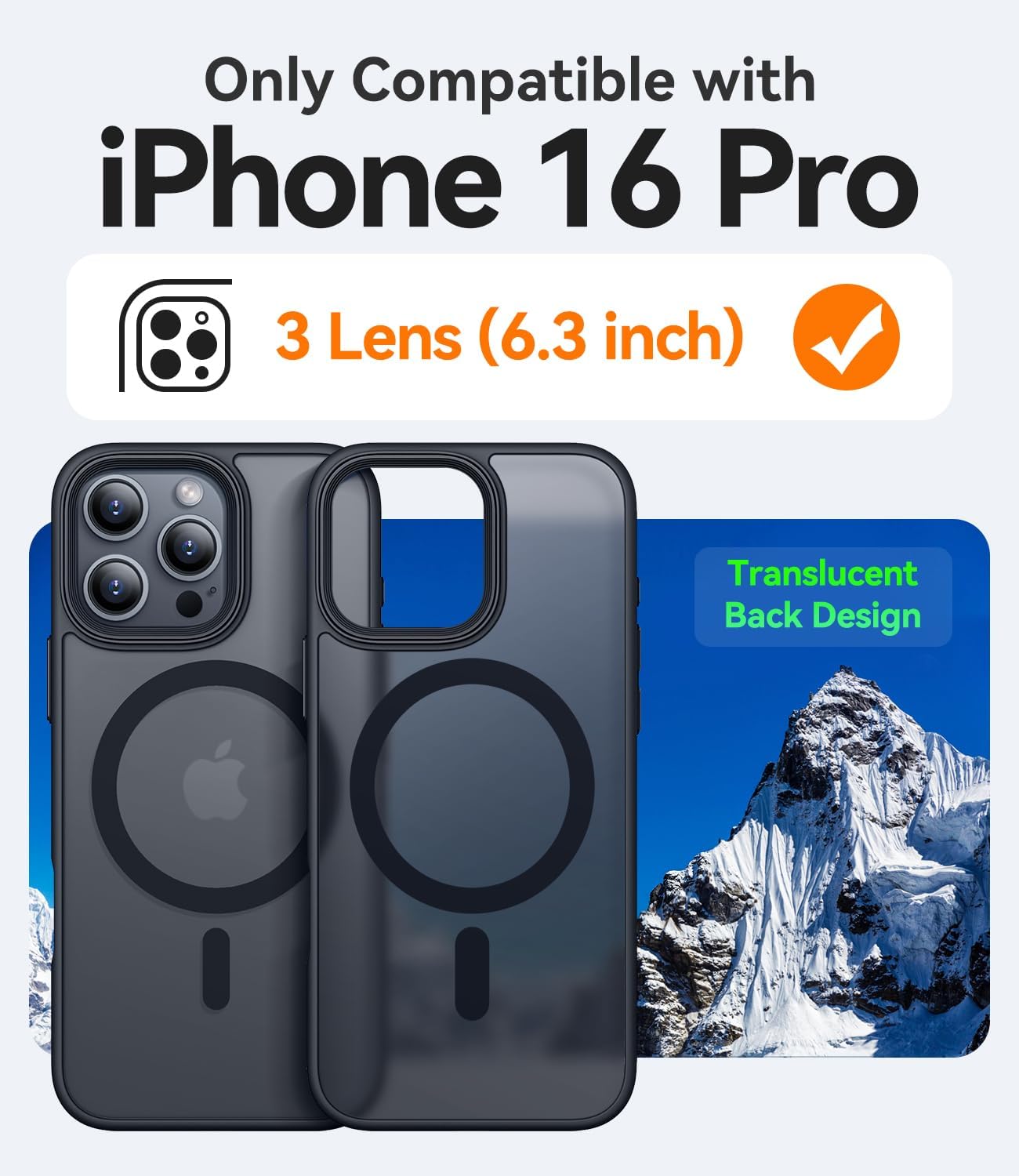 Detalle 2 de CANSHN Coque Magnétique pour iPhone 16 Pro (6,3 pouces) – Revêtement mate, protection complète et compatibilité MagSafe