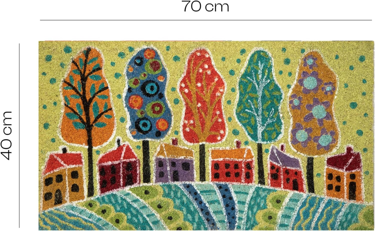 Thumbnail 2 de Baroni Home Zerbino da esterno in cocco con base PVC antiscivolo, dipinto a mano Paesaggio 4 (70x40x2 cm)