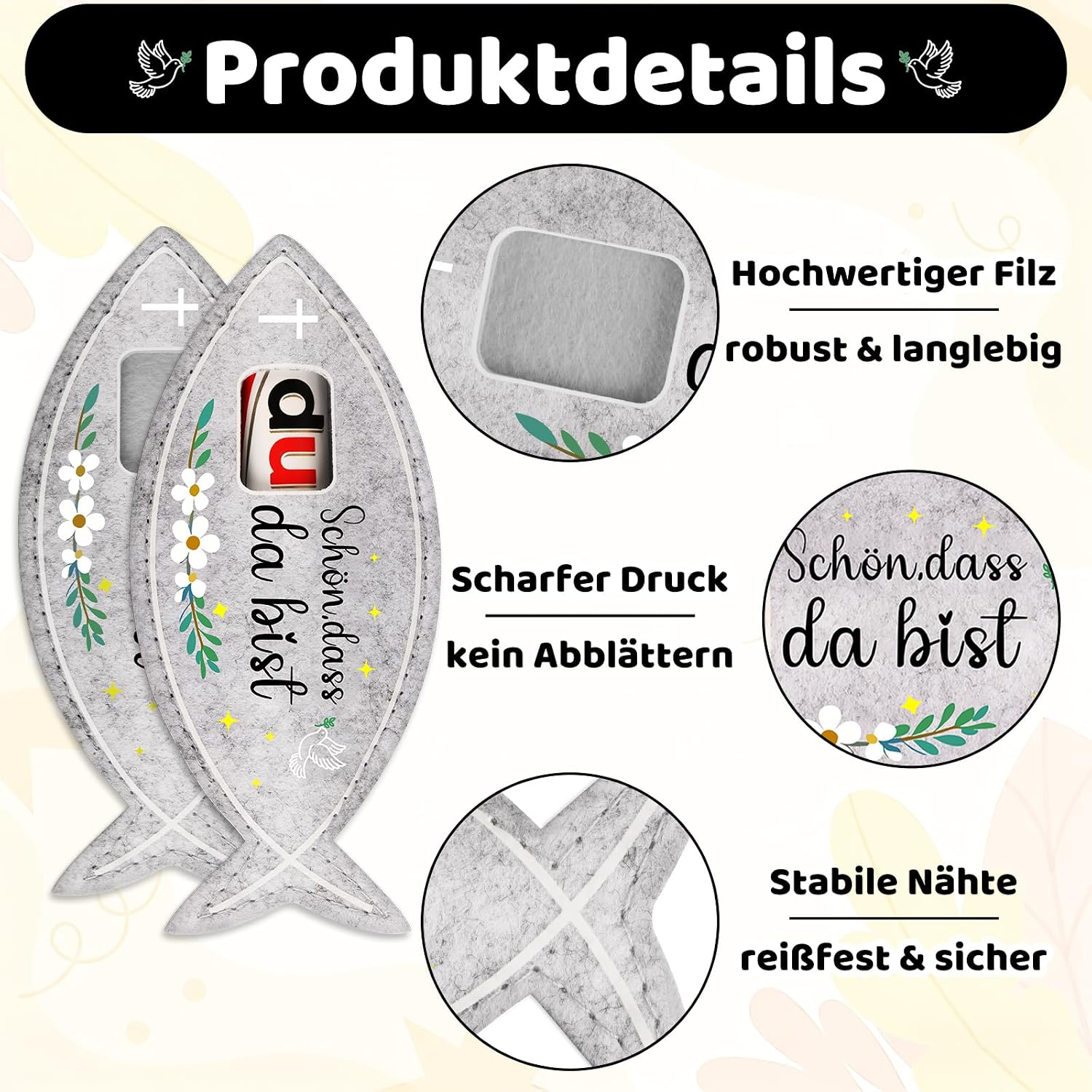 Detalle 2 de Giftota 15 Pcs Gastgeschenke Kommunion – Filzverpackungen ohne Schokolade, Fisch-Duplo mit Dankeschön-Text