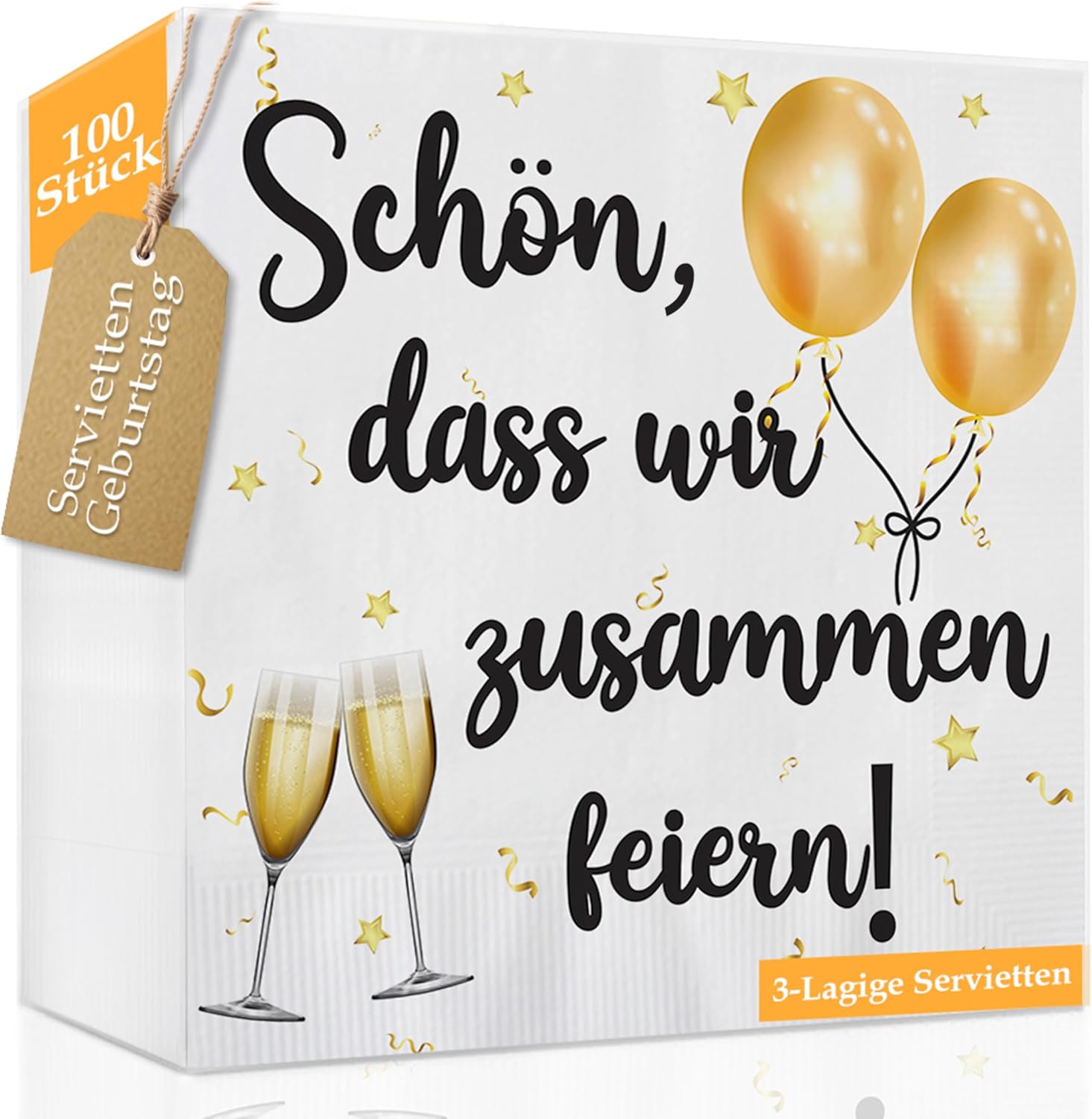Detalle de Plantvibes Servietten „Schön, dass wir zusammen feiern“ – 100 Stück, 33 × 33 cm, 3-lagig