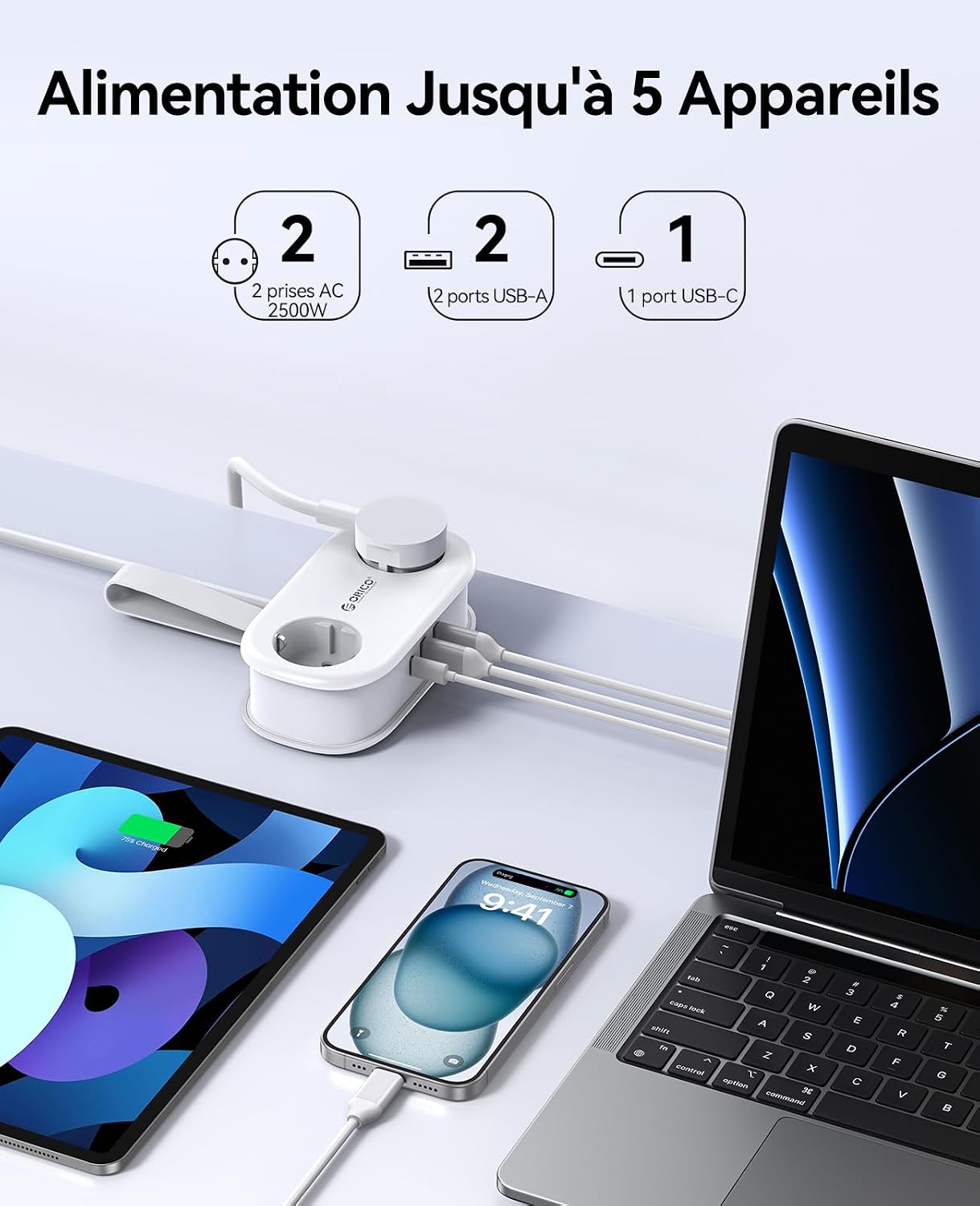 Thumbnail 1 de ORICO AP3 Multiprise Voyage 2 Prises USB-C 20W PD