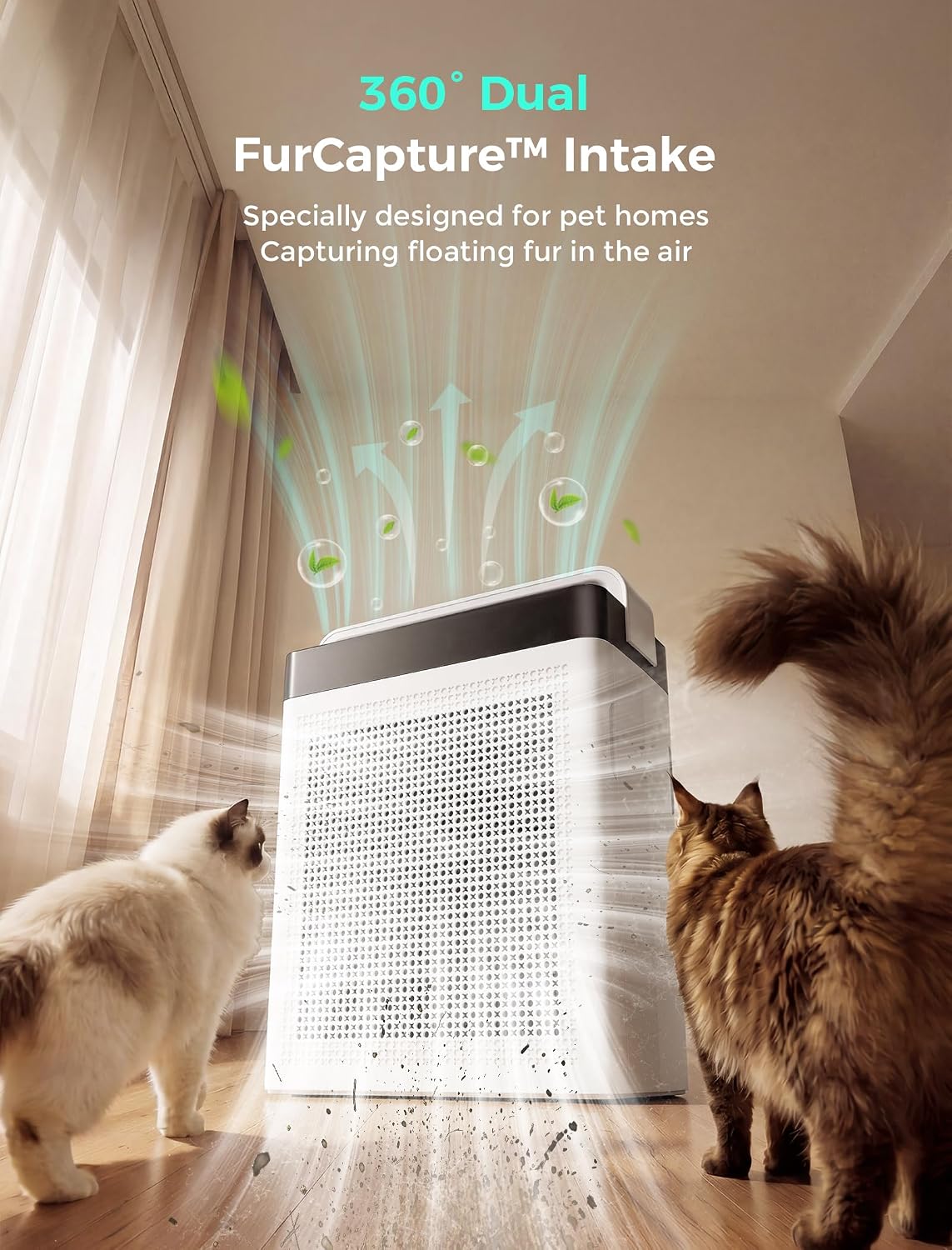 Detalle 1 de Cypcat PAP001 Pet Air Purifier with Dual-Sided Intake, H13 HEPA & Washable Pre-Filter