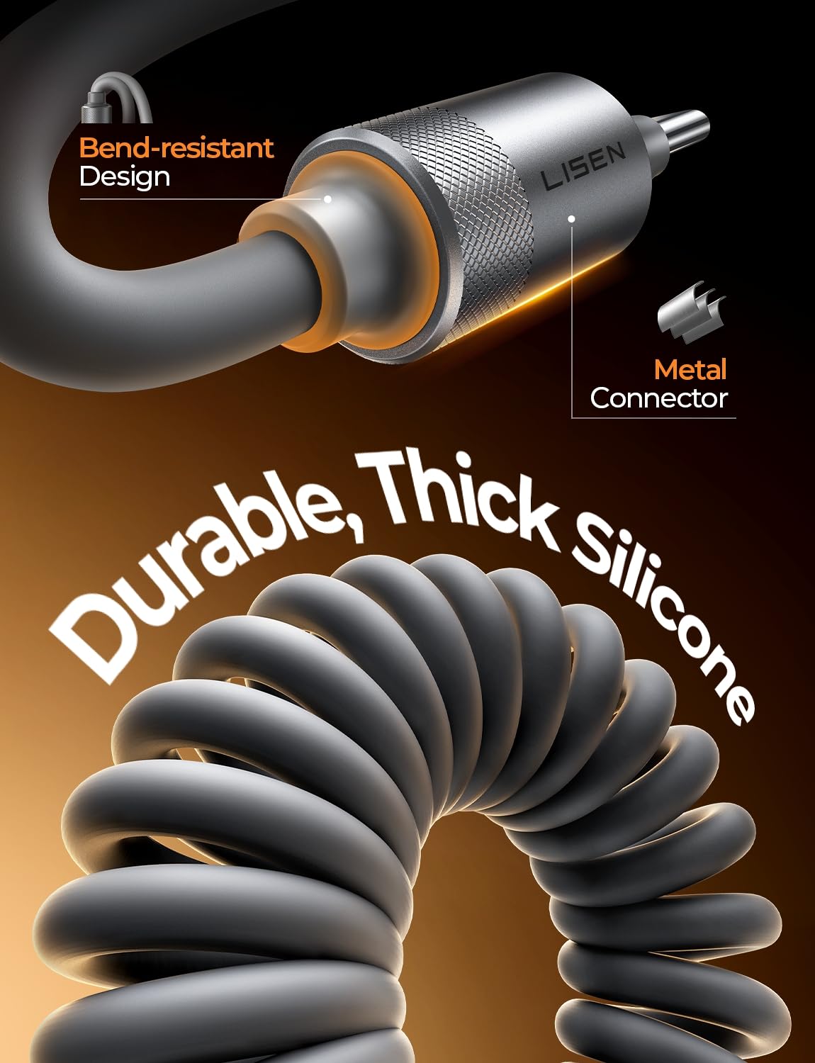 Thumbnail 2 de LISEN Coiled USB C Cable 4ft, 2-Pack