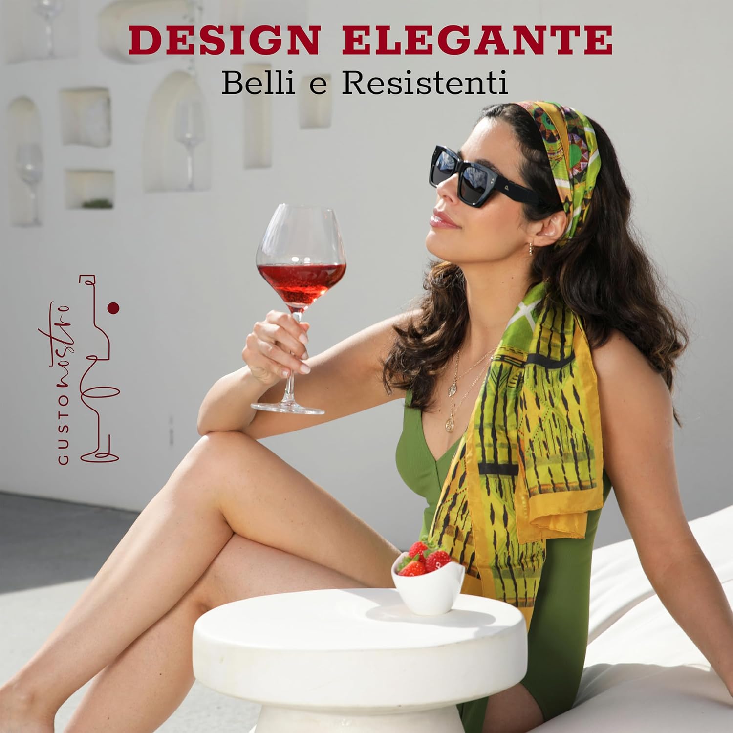 Thumbnail 1 de Gusto Nostro: Set di 6 Calici Vino in Cristallo, 650 ml – Vetro soffiato a mano, stelo lungo, lavabili in lavastoviglie