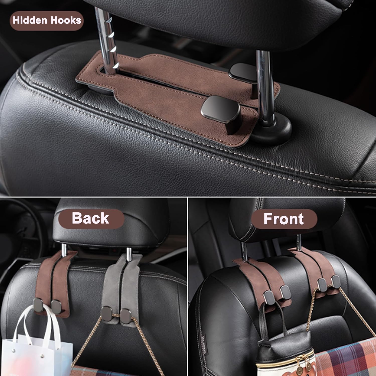 Thumbnail 3 de Amelity Car Headrest Hooks — 2 Pack Purse Hook for Car (Black)