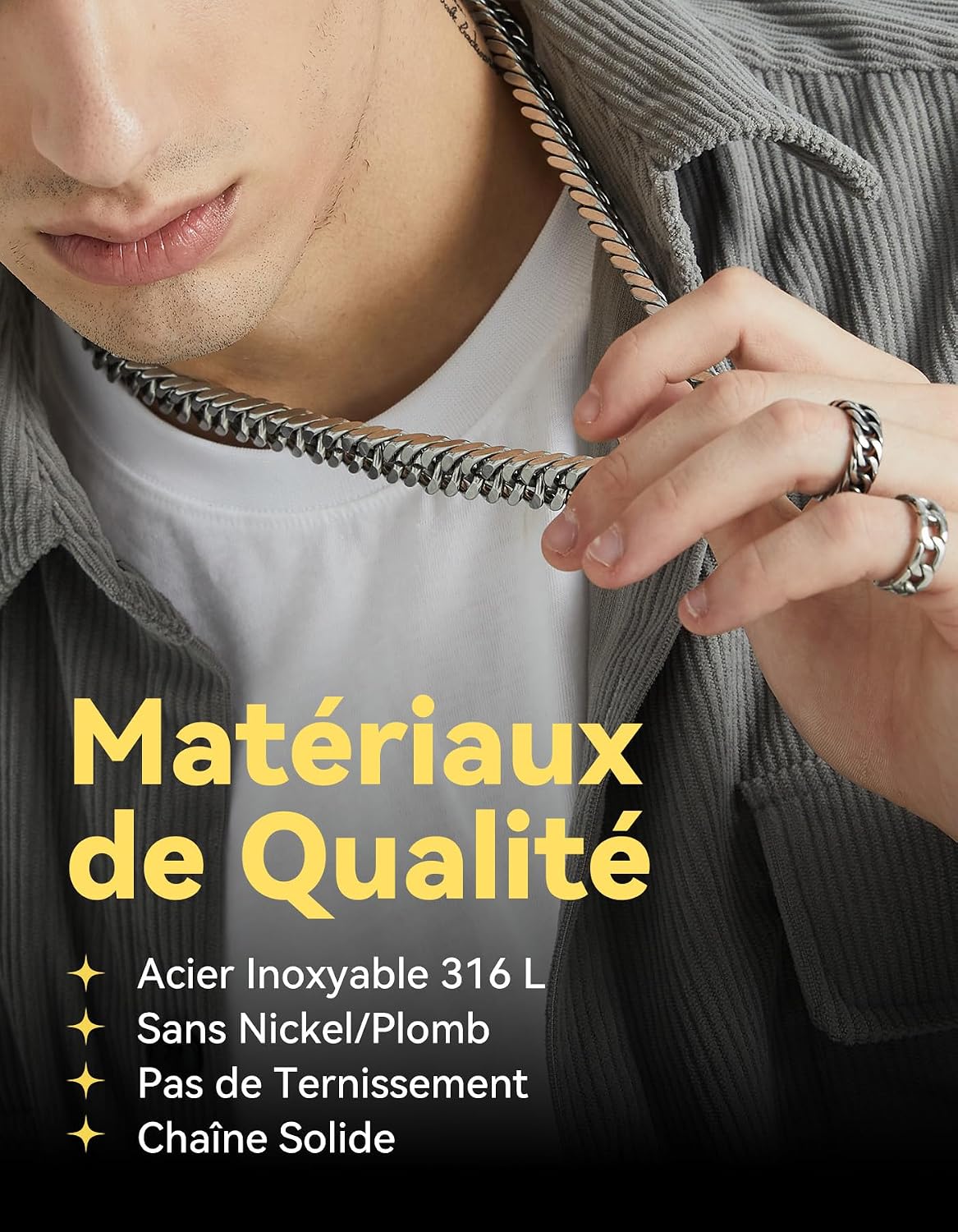 Detalle 2 de ChainsHouse Chaine Collier Homme 46 cm