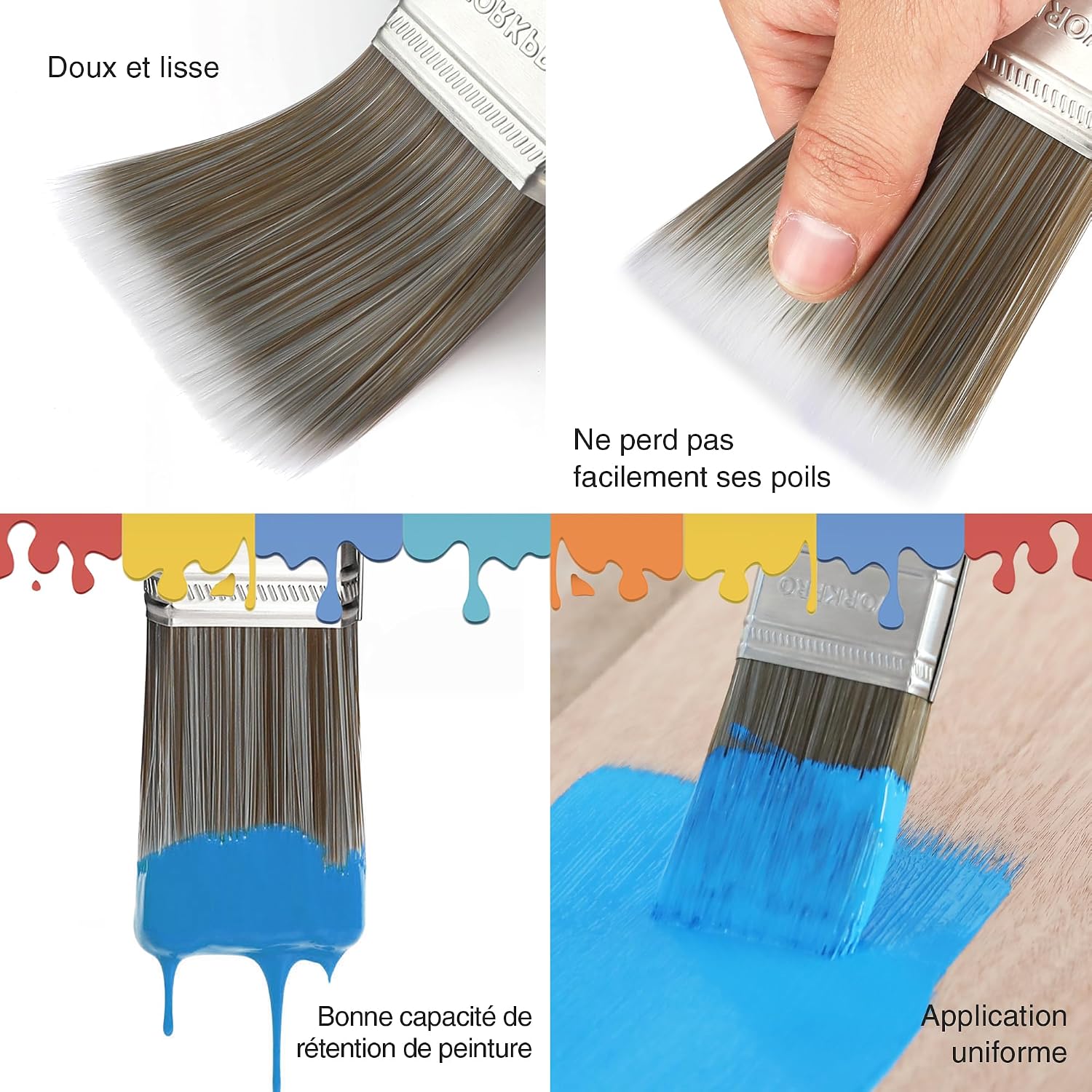 Thumbnail 2 de WORKPRO pinceaux à peinture professionnelles 4 pcs