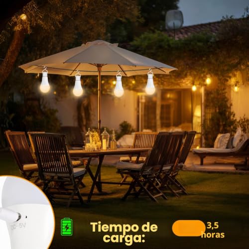 Detalle de Dehobo Bombillas Recargable con Mando y Cronómetro — 7W, E27, 3 Temperaturas de Color y Control USB-C