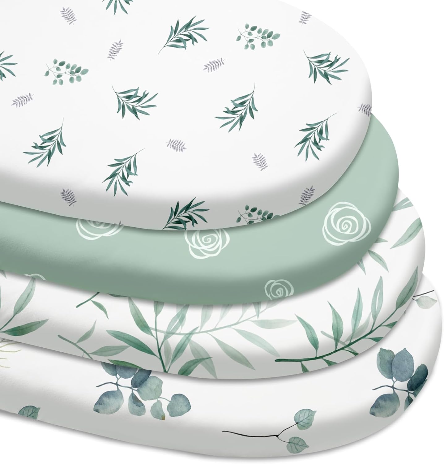 Thumbnail 2 de Moses Basket Sheets 82x41cm – 4 Pack Fitted Bassinet Sheets for Oval, Hourglass, Rectangle Cribs