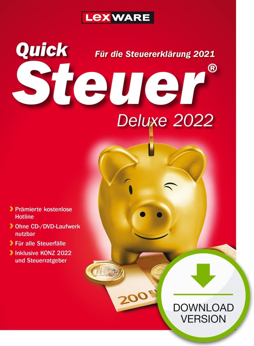 Detalle 2 de QuickSteuer Deluxe 2023 (für Steuerjahr 2022) – Private und gewerbliche Steuererklärung, Download + PC Aktivierungscode per Email