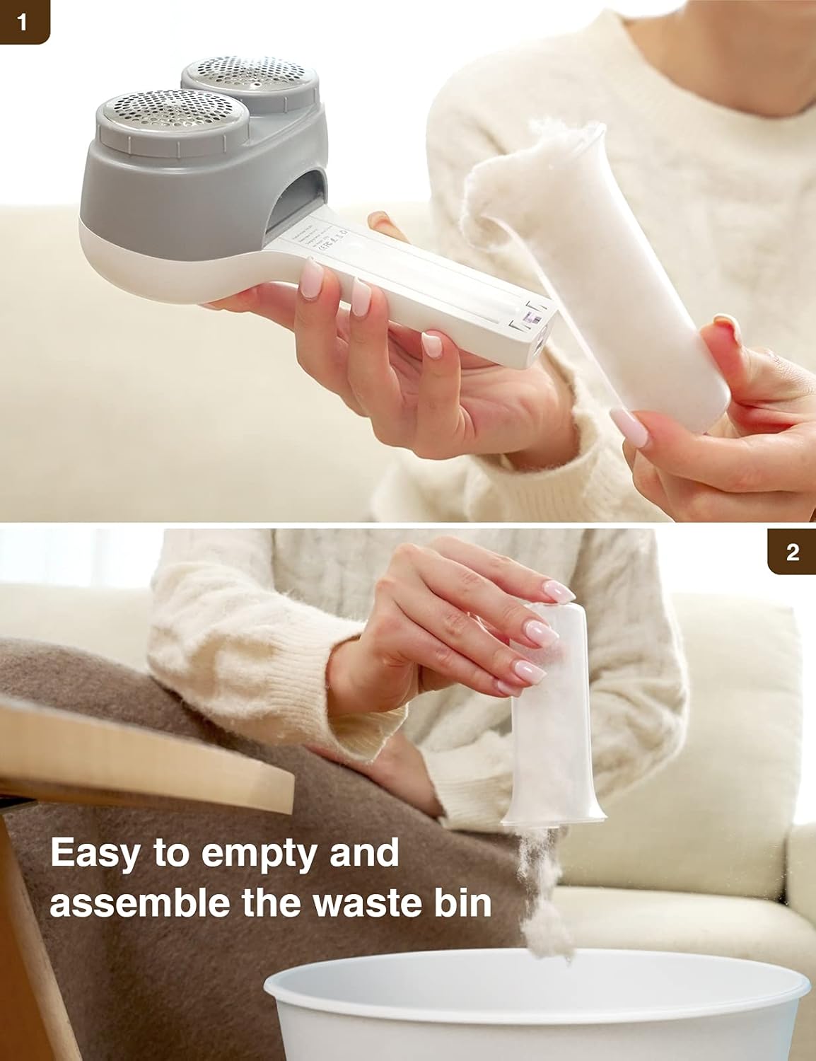 Detalle de VASSON Fabric Shaver: Electric Lint Remover with Dual Heads and Rechargeable Power