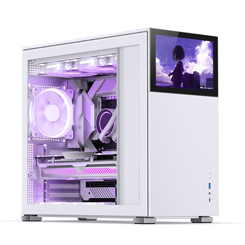 Detalle de Jonsbo D41 STD Cristal templado USB 3.2 con pantalla blanca