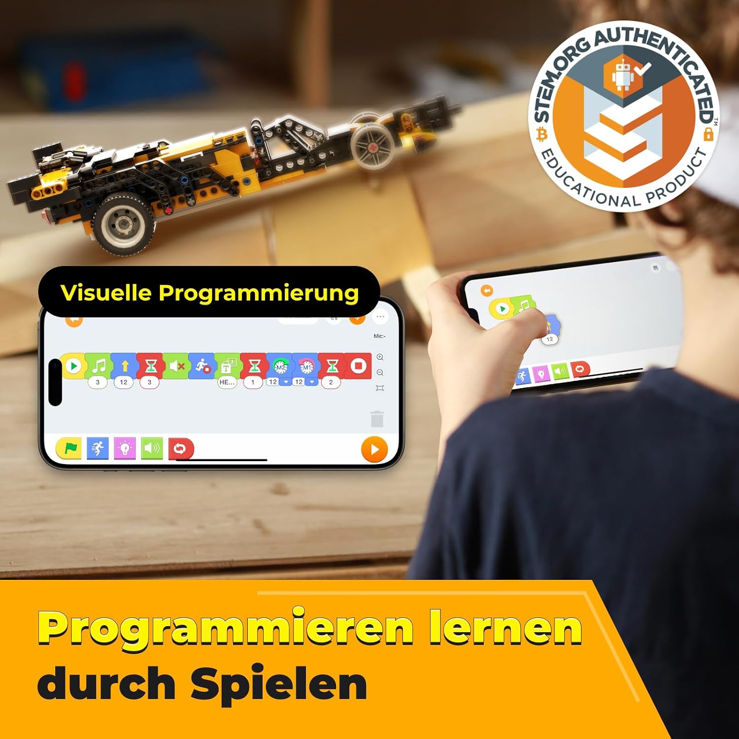 Detalle de Apitor Robot R – 4-in-1 Bau- und Programmierroboter für Kinder (6–12), App-gesteuerter Off-Roader mit 300 Bausteinen