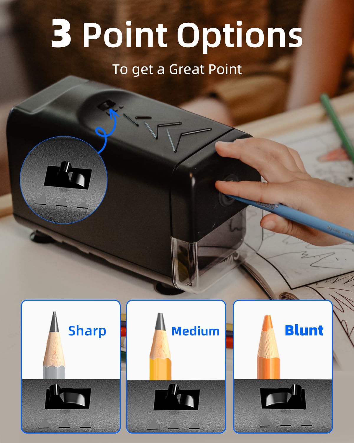 Thumbnail 1 de ZMOL Electric Pencil Sharpener: Heavy-Duty Classroom Plug-in Sharpener, 3 Settings, 10000 Uses