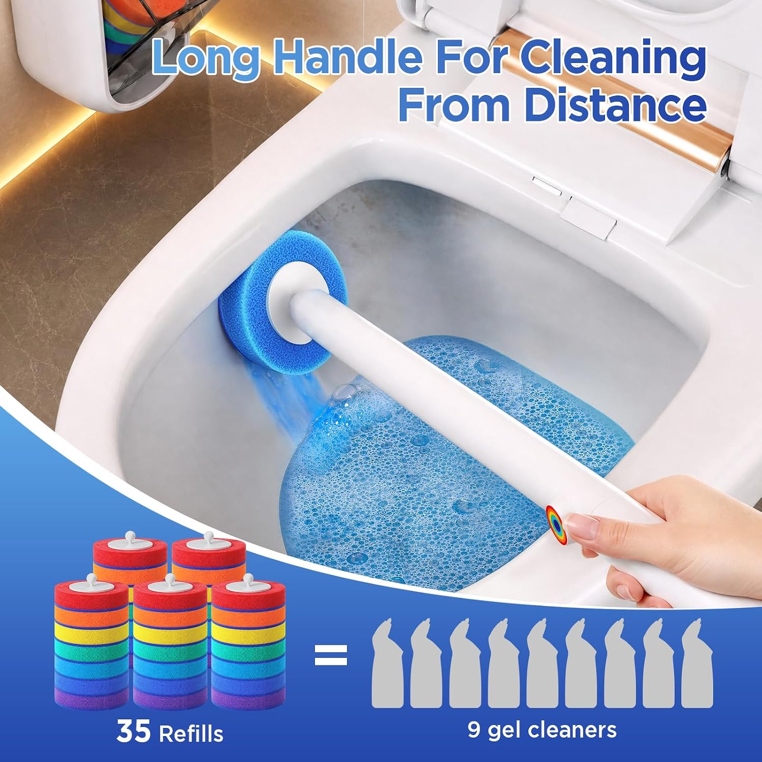 Detalle 2 de Disposable Toilet Brush with 35 Colorful Refills