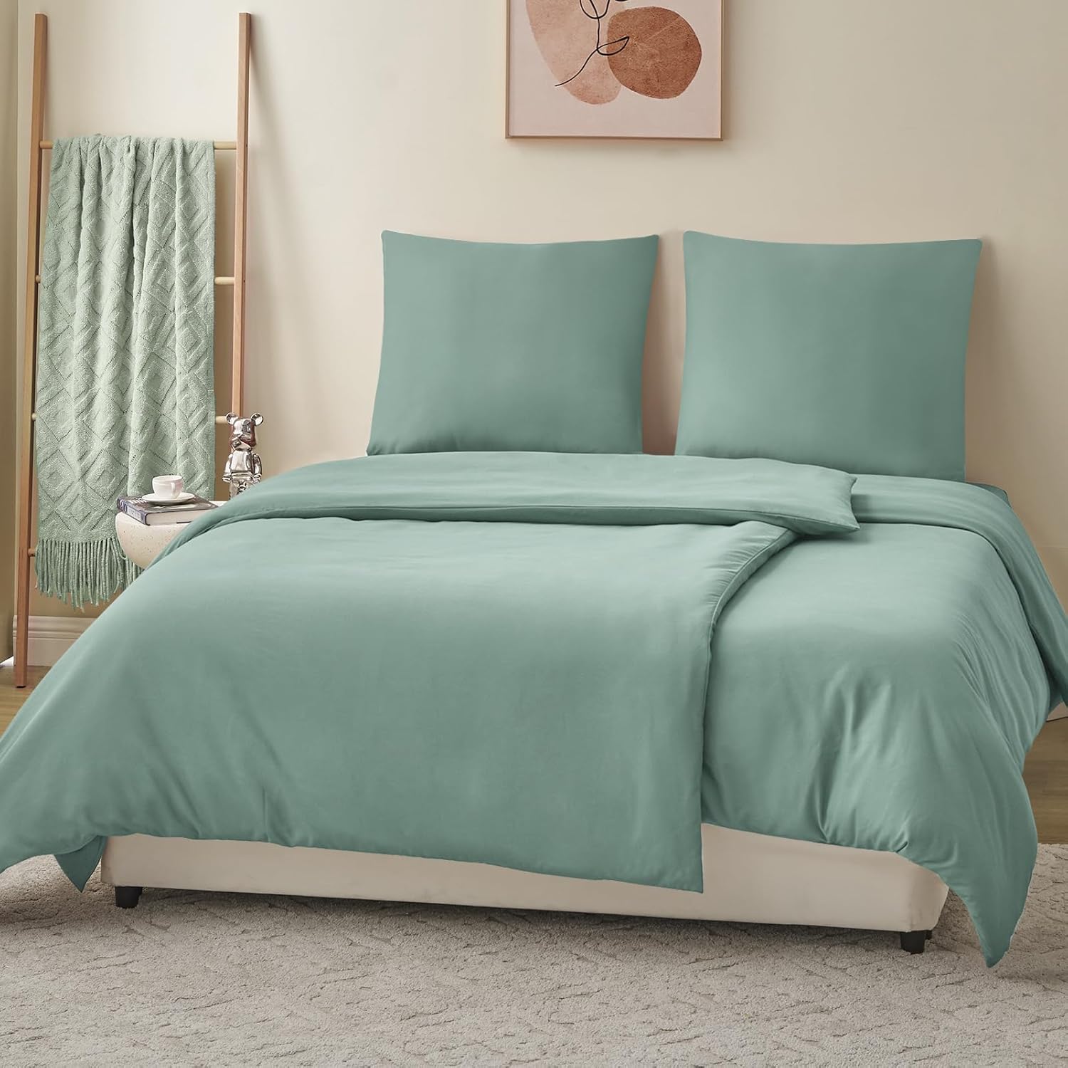 Thumbnail 1 de RUIKASI Bettwäsche 135x200 Grün (Salbeigrün) – 4-teiliges Mikrofaser-Set mit Reißverschluss