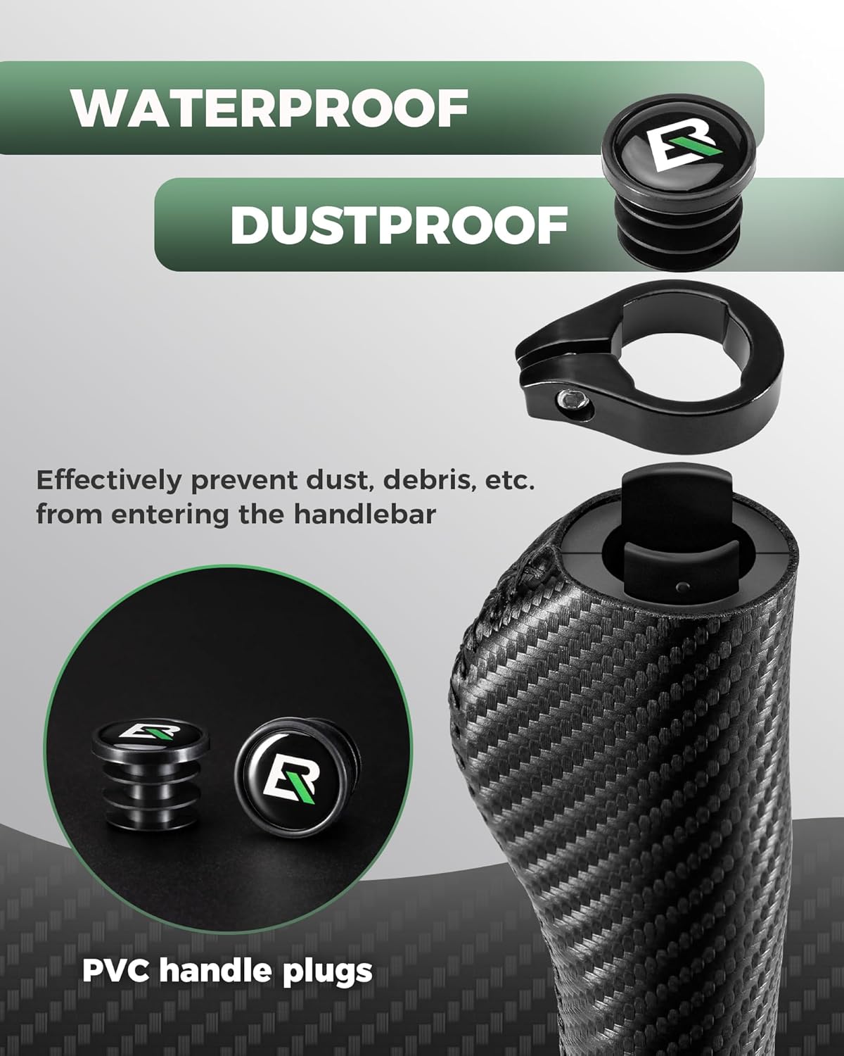 Thumbnail 3 de ROCKBROS Manopole per bicicletta ergonomiche antiscivolo con chiusura in alluminio, per manubrio da 22 mm, nero