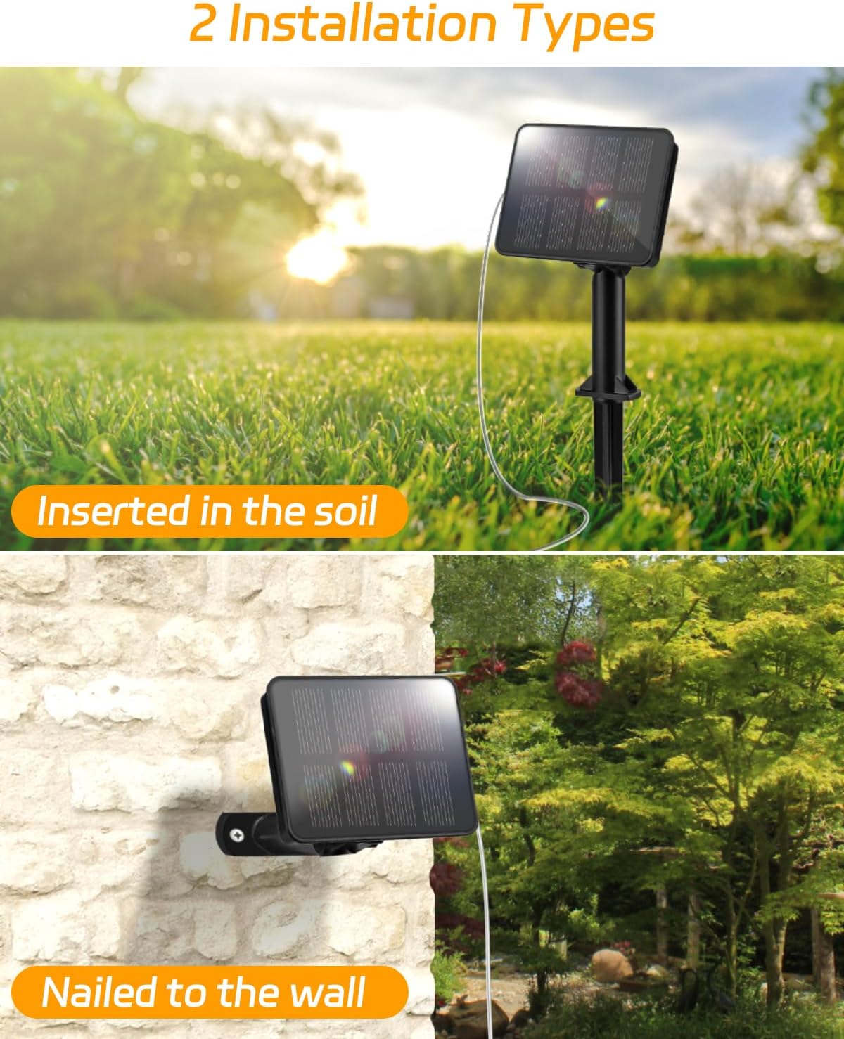 Thumbnail 5 de Dalugo Solar-Lichterkette Außen 12 m, 120 LED Warmweiß – IP65, 8 Modi, Memory-Funktion
