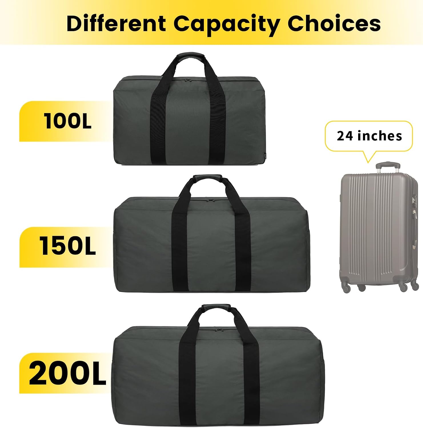 Thumbnail 6 de Vorspack 100L Extra-Large Travel Bag, Foldable 600D Polyester Duffel, Grey