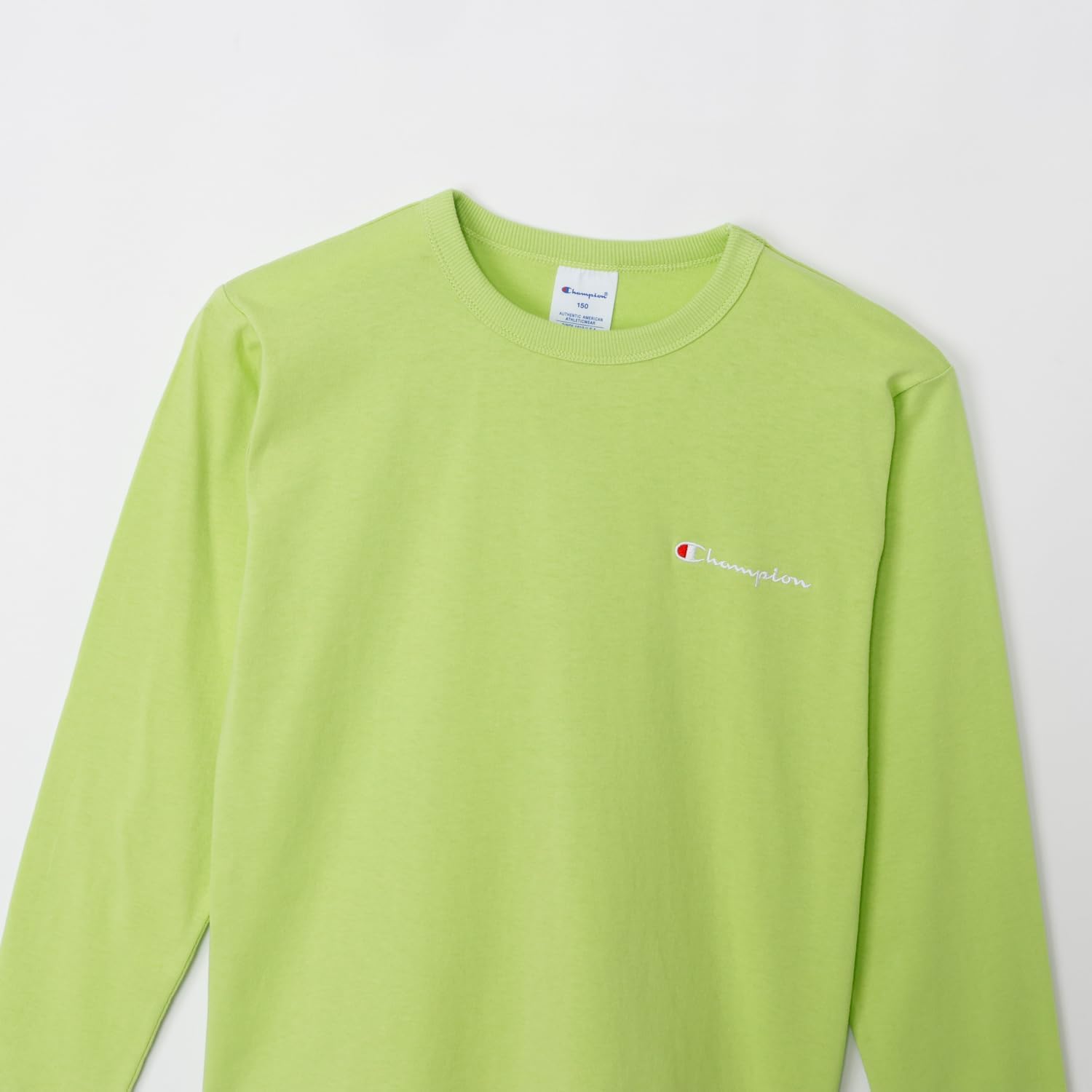 Detalle de Champion CKSY404Z キッズ長袖Tシャツ 綿100%・バインダーネック・左胸ロゴ刺繍