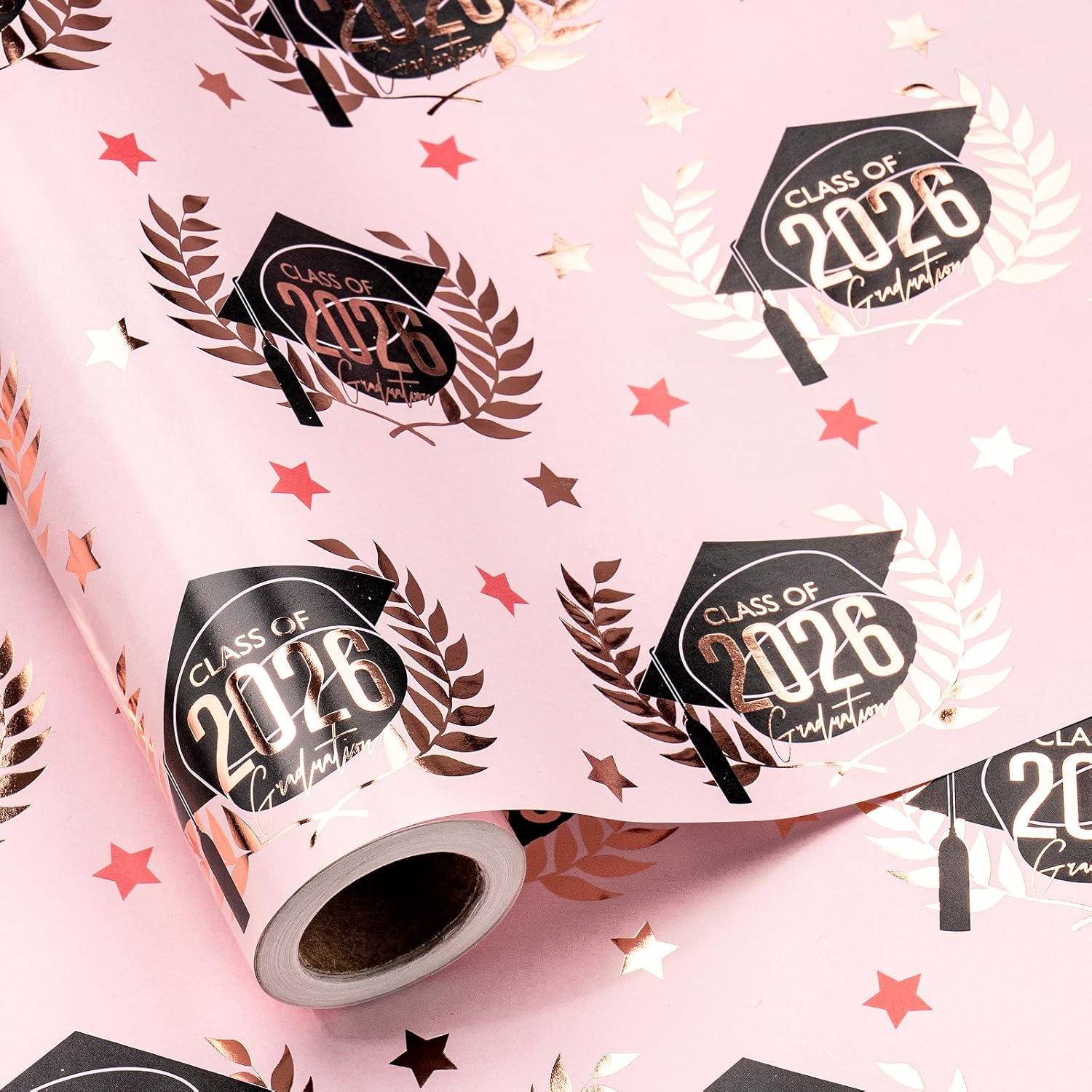 Detalle 2 de RUSPEPA Graduation Wrapping Paper Roll, Mini Roll – Class of 2026 in Black & Gold