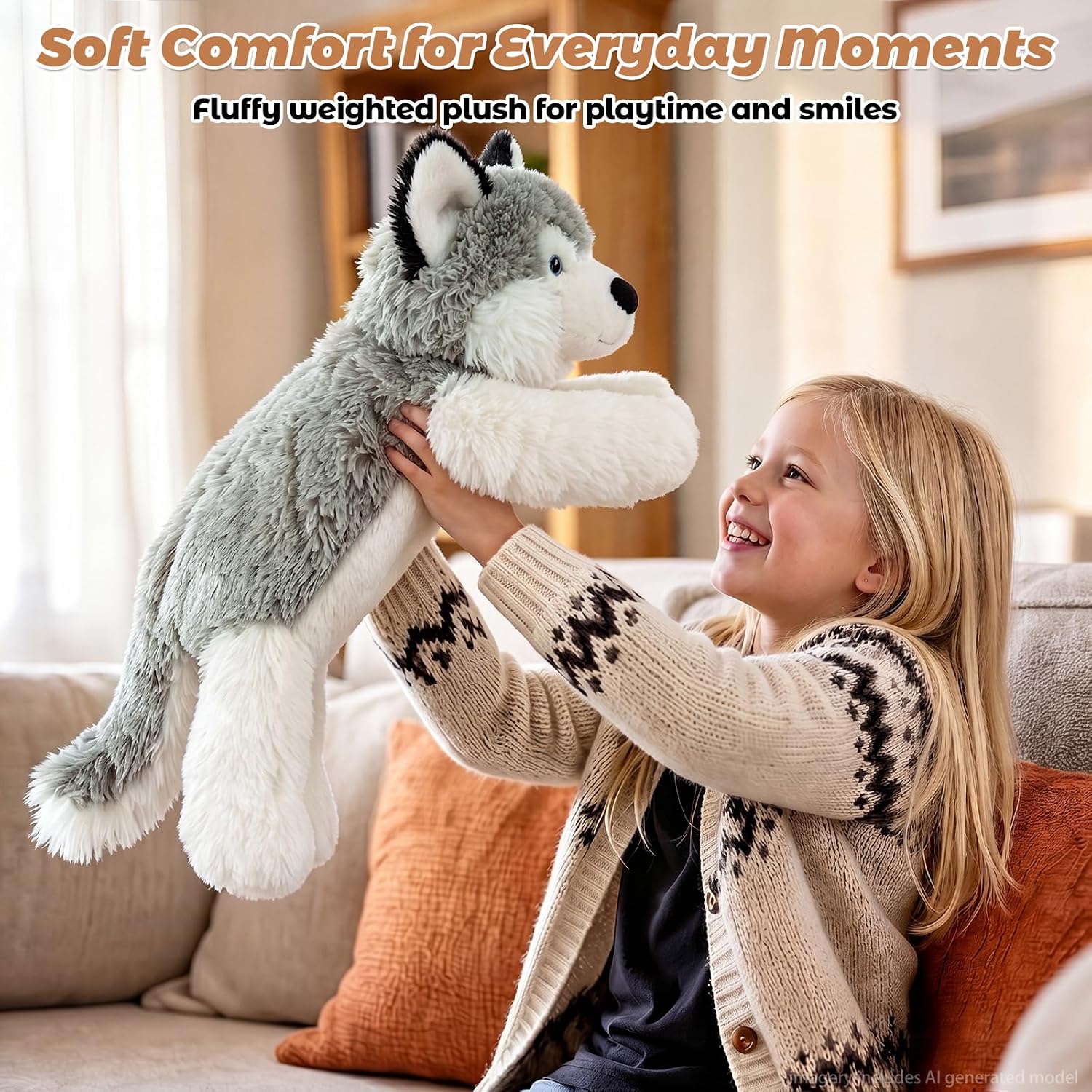 Thumbnail 3 de Bobbie & Laxi 25-Inch Weighted Husky Plush Toy