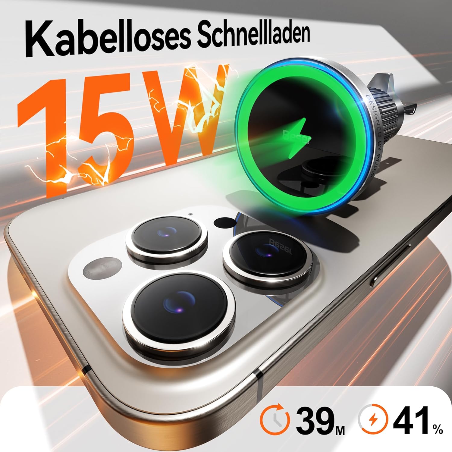 Detalle 2 de Beser 15W Magsafe Autohalterung 15W