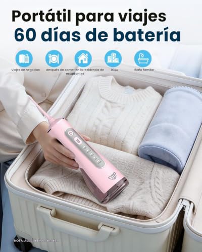 Thumbnail 8 de JTF Irrigador bucal eléctrico de 300 ml rosa, 3+1 modos y 6 boquillas