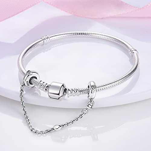 Detalle de CYMYSS 925 Plata de Ley Bead Charm Clip de Seguridad para Pulsera y Collar