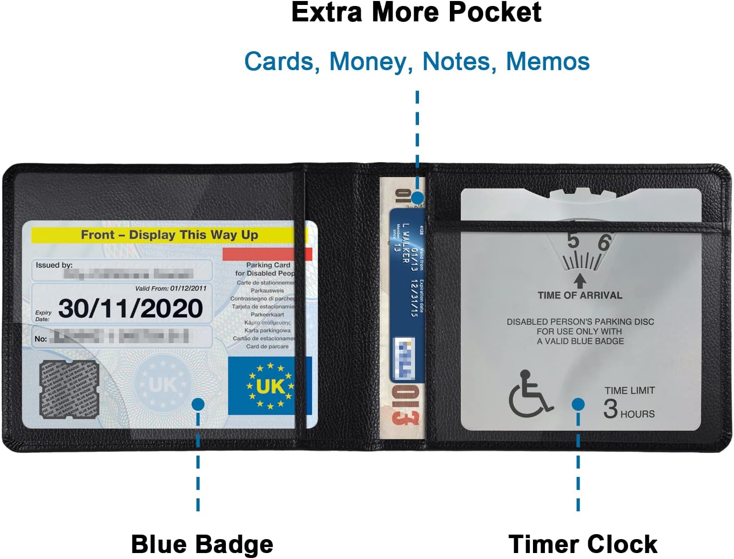 Detalle de wisdompro PU Leather Disabled Blue Badge and Timer Holder Wallet Protector