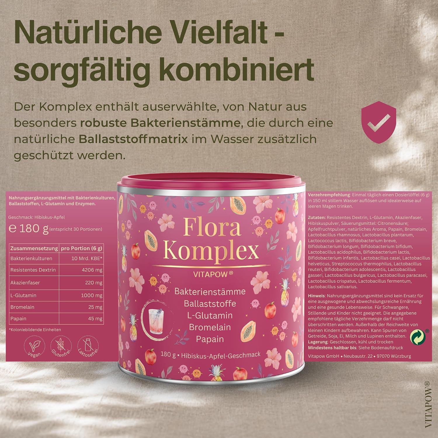 Thumbnail 6 de Kulturen Komplex als Trinkpulver – Bakterienkulturen, Ballaststoffe, Enzyme (30 Portionen, 10 Mrd. KBE/Portion)