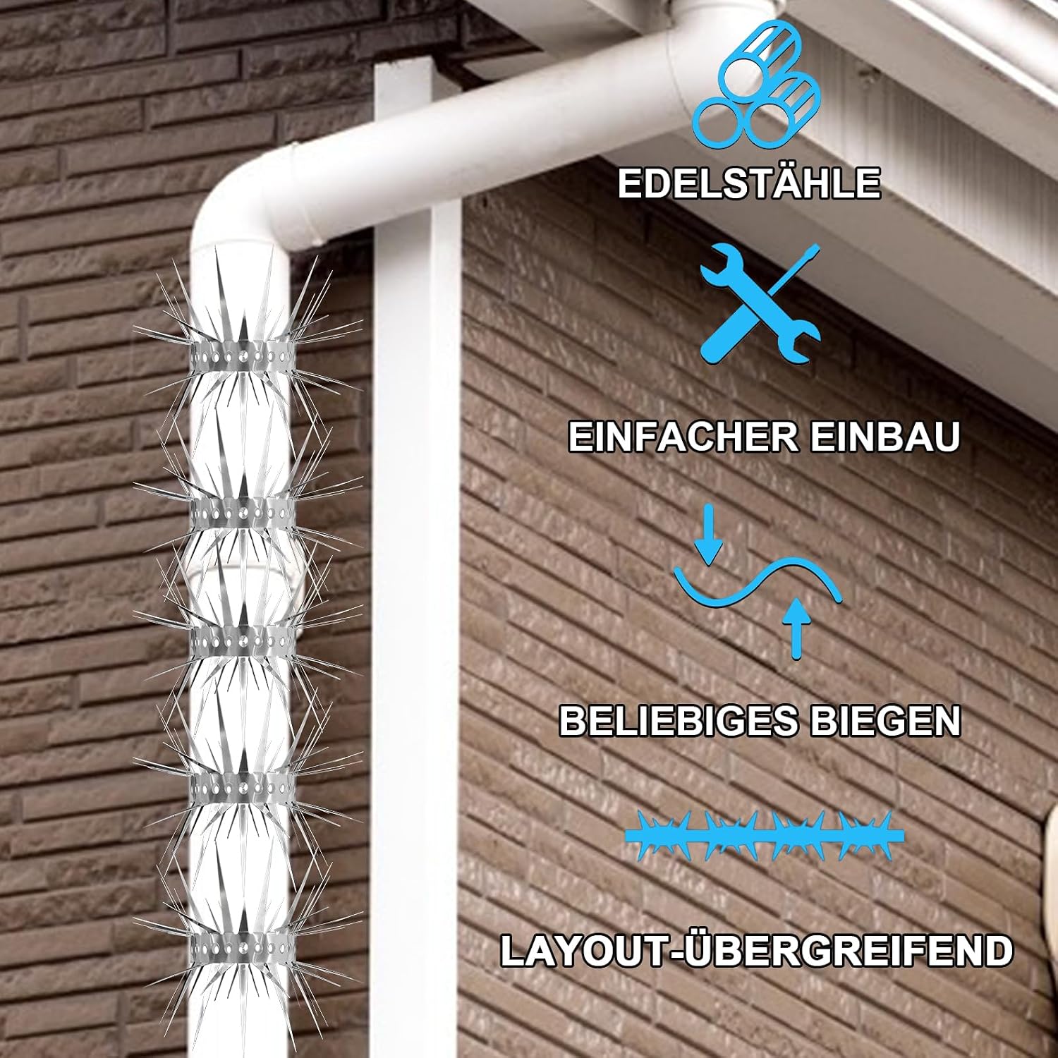 Detalle 1 de Fatmass FTC001 vogelwering van roestvrij staal, 4 rijen, op maat te snijden