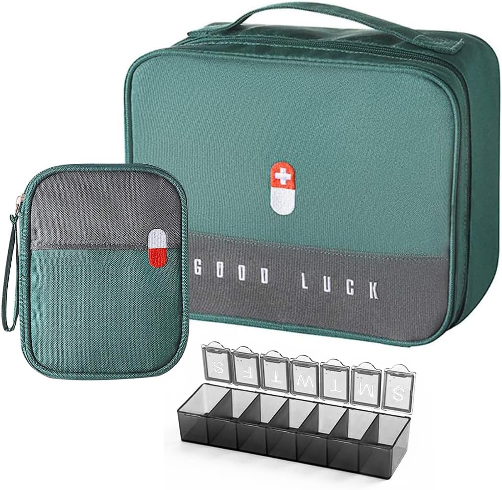 Detalle de WOGOPRO 2er Medikamententasche Set – Große und Kleine Leer-Notfalltasche, wasserdicht (Grün)