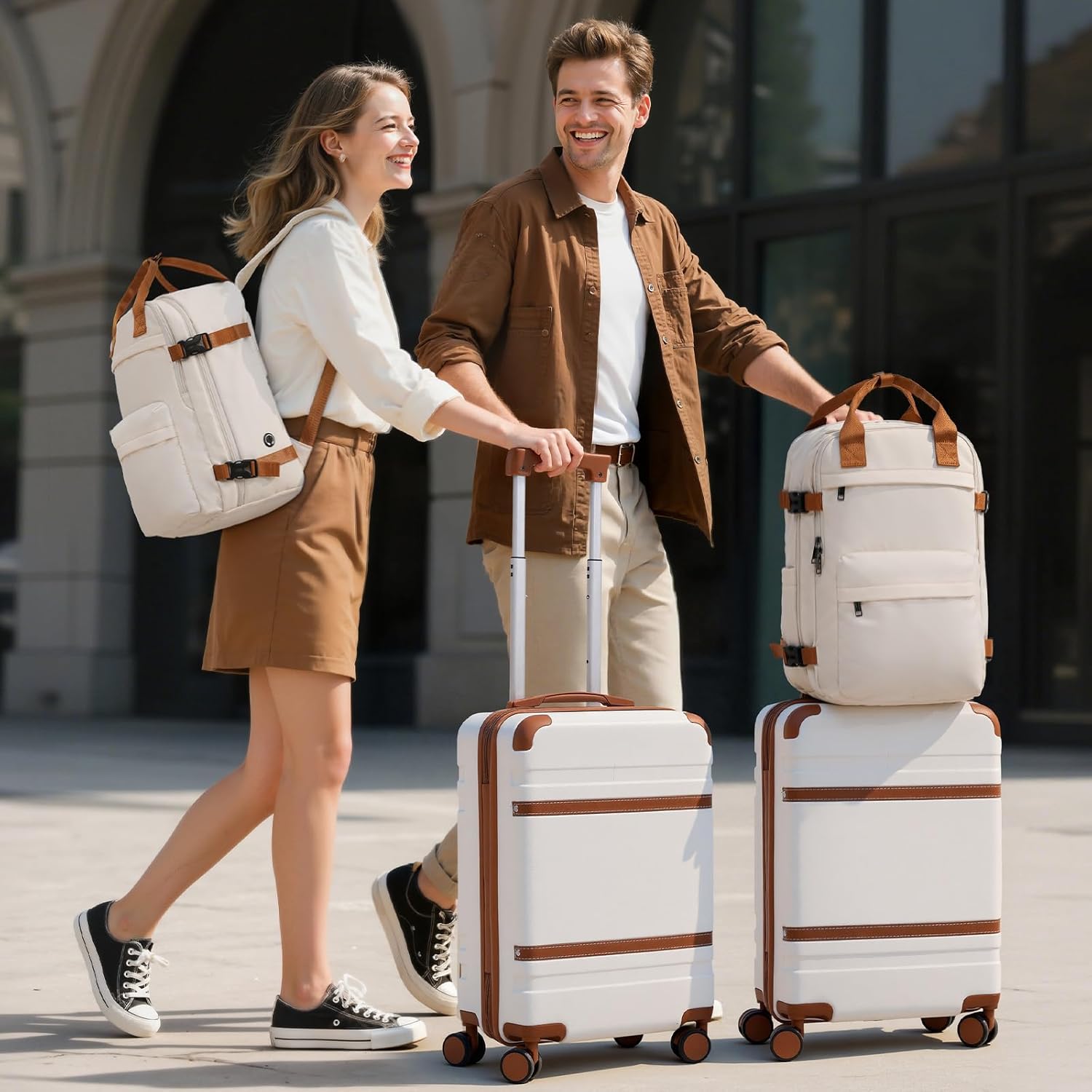 Thumbnail 6 de COOLIFE Handgepäck Koffer 55x35x20 cm + Kabinenrucksack 40x25x20 cm – TSA-Schloss, 4 Rollen, ABS