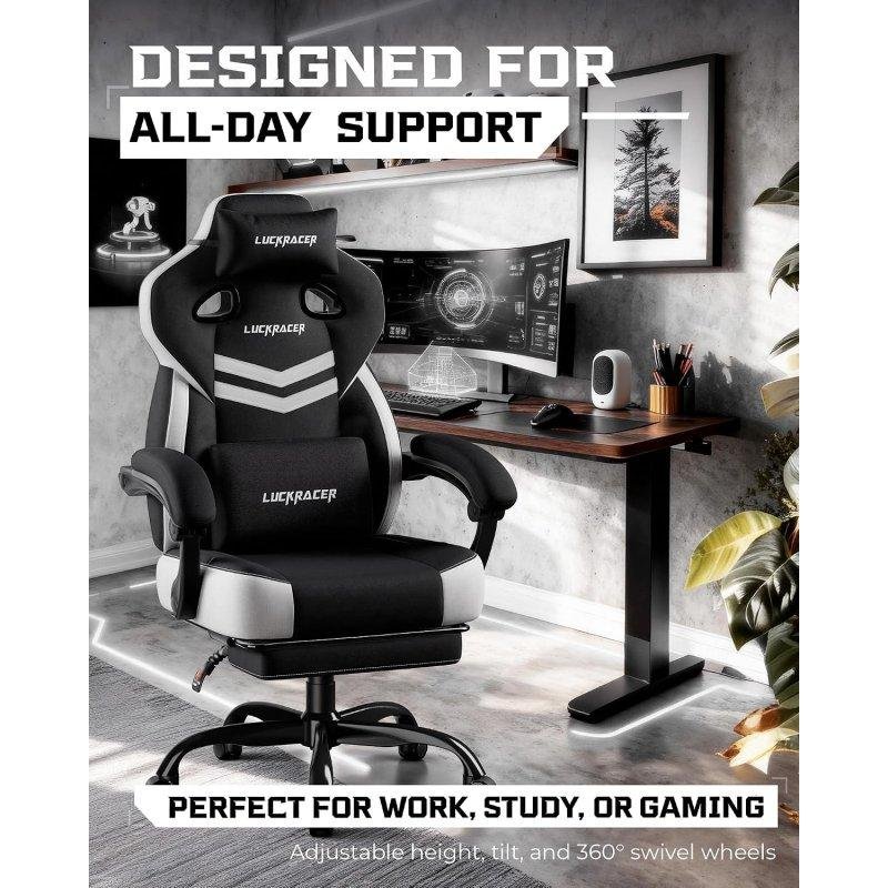 Detalle 2 de GTPLAYER silla gaming con reposapiés, respaldo reclinable y reposabrazos sincronizados