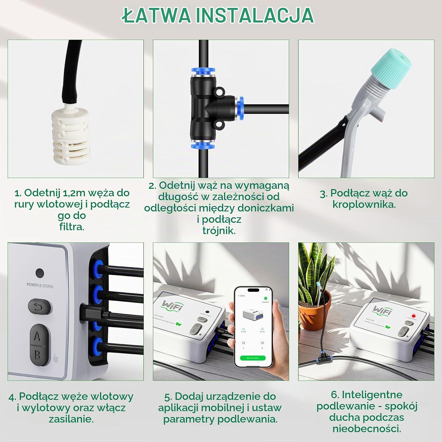 Detalle de PUGTOW – automatyczny system nawadniania Wi-Fi z podwójną pompą do 20 roślin
