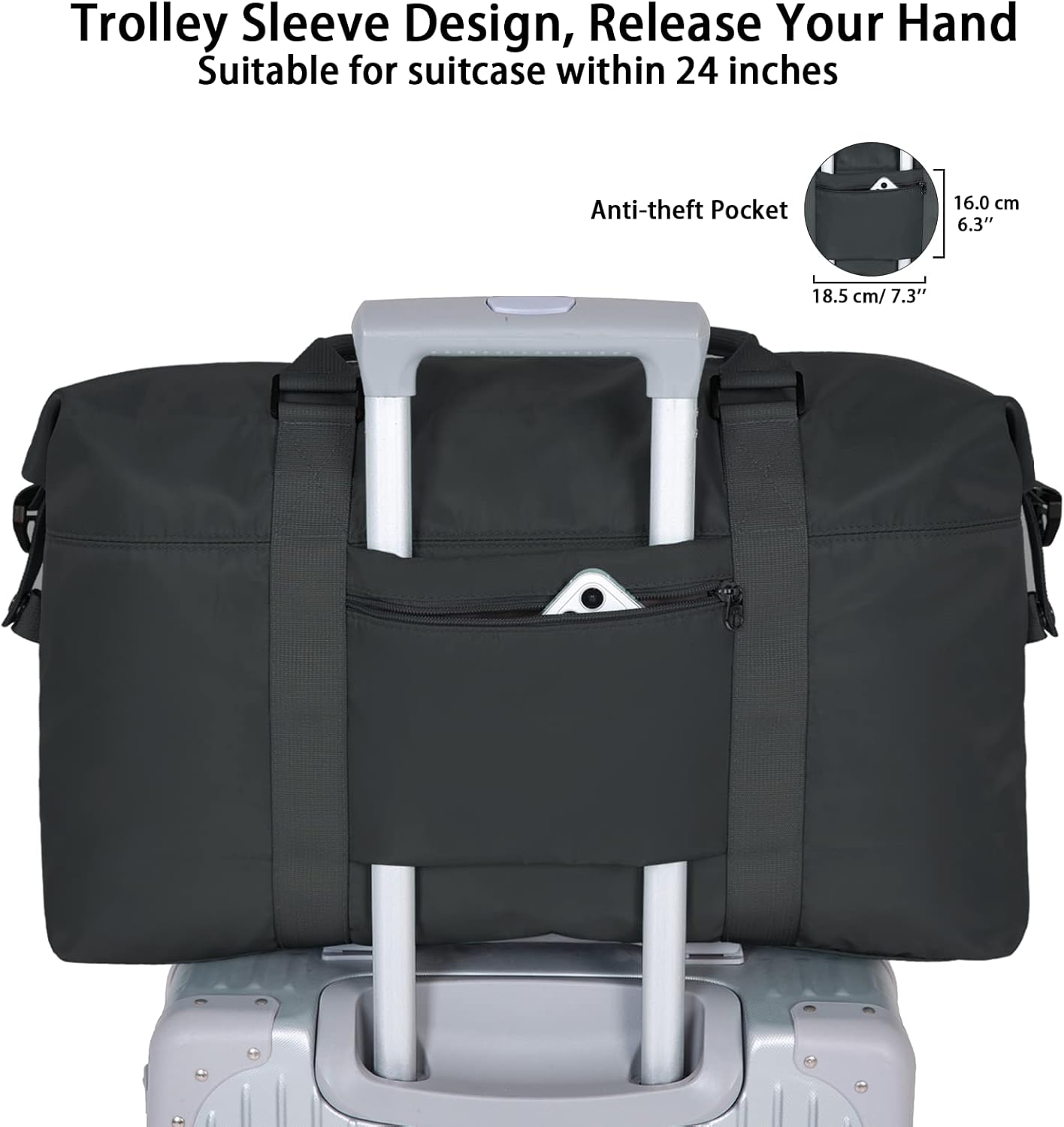 Thumbnail 4 de Hayayu Weekend Bag for Women (55 x 27 x 18cm) – overnight, gym and carry-on style holdall with dry/wet separation