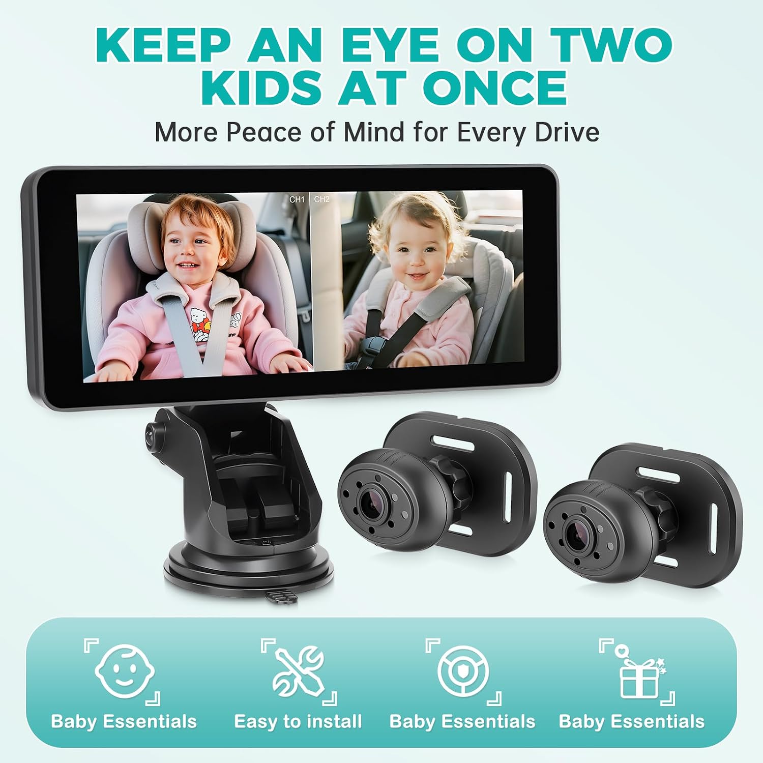 Detalle 2 de GEARCELL Baby Car Camera 1080P monitor