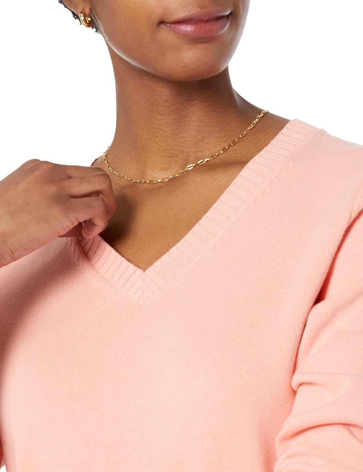 Detalle de Amazon Essentials Women's Lightweight Long-Sleeve V-Neck Cotton Sweater