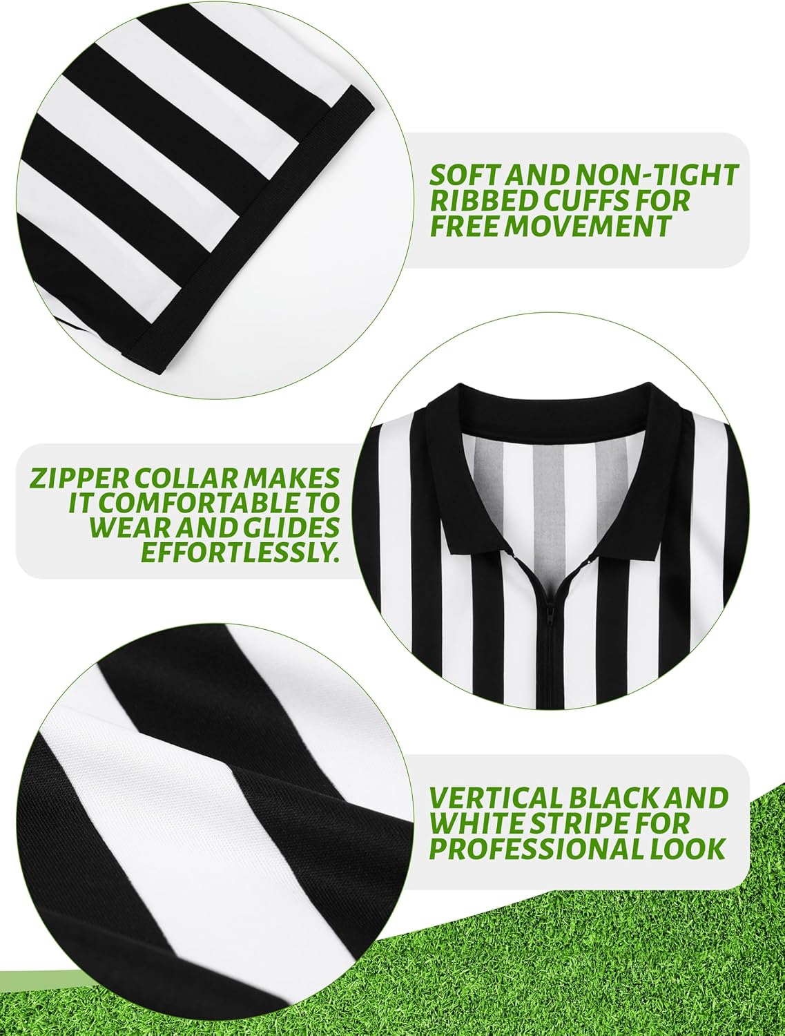 Detalle de FancyFun Men's Collared Referee Shirt Set, Quick-Dry Polyester, Whistle and Flag