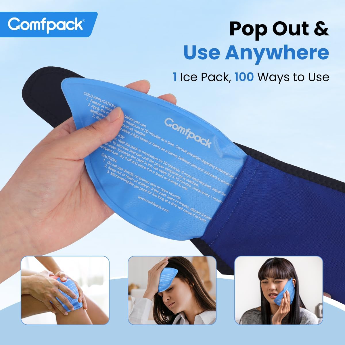 Thumbnail 6 de Comfpack Face Ice Pack for Wisdom Teeth, Wearable Wrap with 4 Reusable Gel Packs
