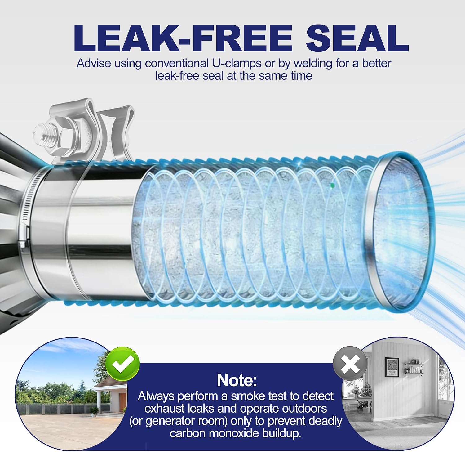 Detalle de SKYMIRO 2.25" Exhaust Flex Pipe (304 Stainless) — 72" Universal Flexible Tubing