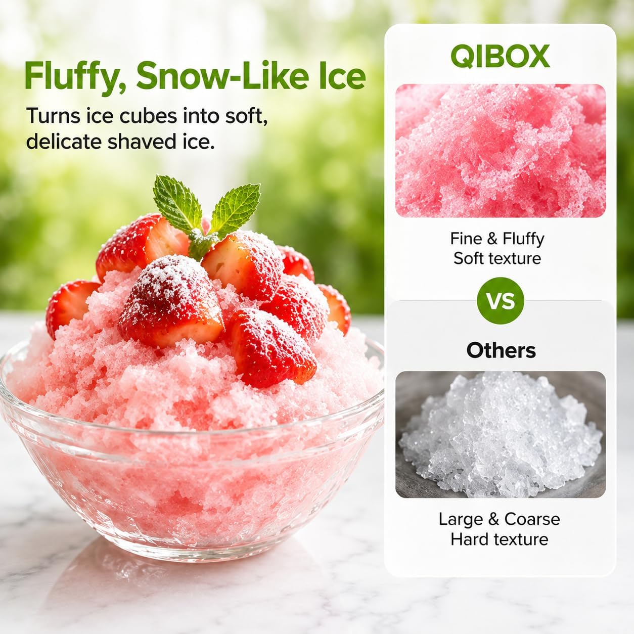 Detalle de QIBOX 2-in-1 Snow Cone Machine & Smoothie Blender 700W: A Practical Home Kitchen Workhorse
