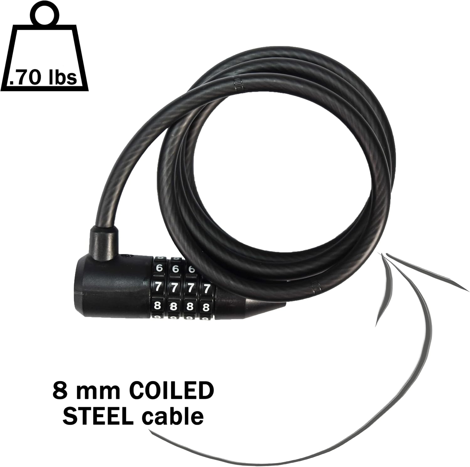 Detalle 2 de Kryptonite Flex Câble Kryptoflex 815 150 cm (diamètre 8 mm) avec chaîne intégrée