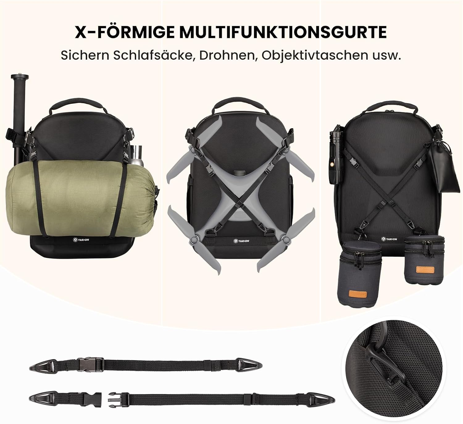 Detalle de TARION Kamerarucksack TR-H – Hartschale, stoßfest und wasserdicht mit 14,5 Zoll Laptopfach